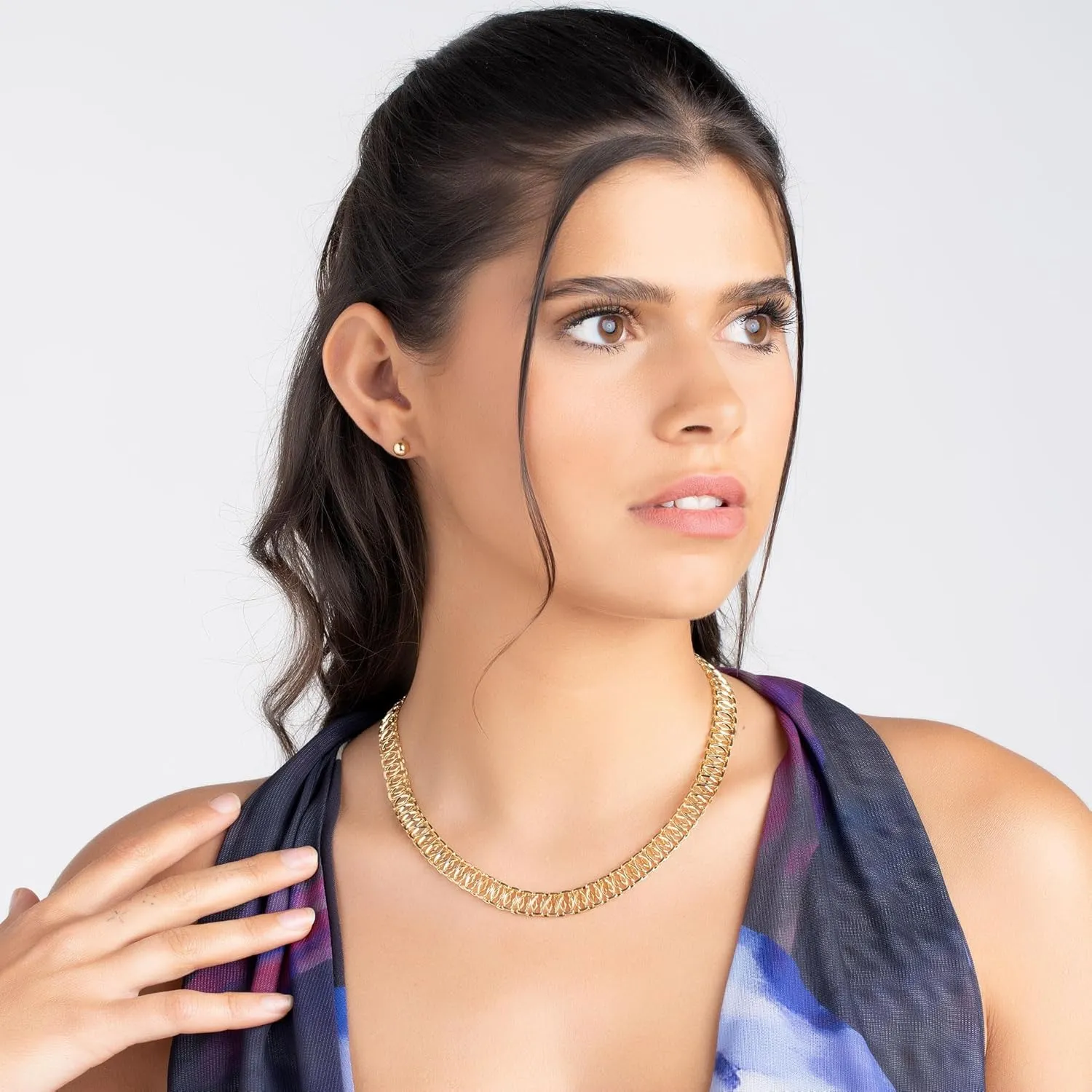 Barzel 18K Gold Plated Mesh Necklace, 16-20 inches, High Polish Finish, Waterproof, Tarnish Free