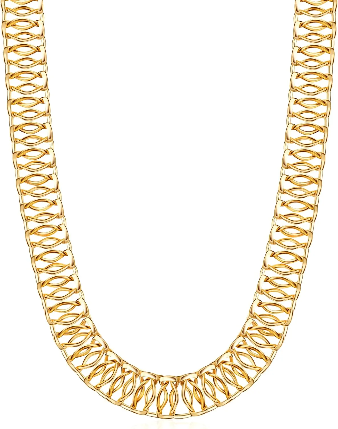 Barzel 18K Gold Plated Mesh Necklace, 16-20 inches, High Polish Finish, Waterproof, Tarnish Free