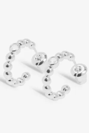 Beaded CZ Hoops - Silver