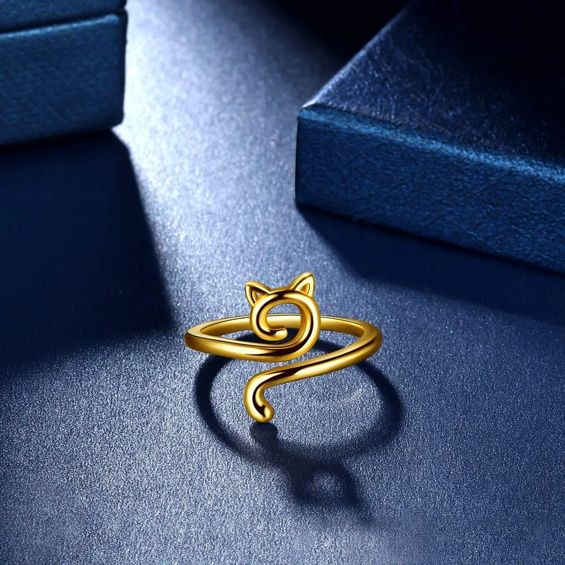 beautlace Cute Cat Adjustable Rings 18K Gold/Silver/Black Gun Plated Lovely Cats Animals Open Ring Jewelry for Women KR0029