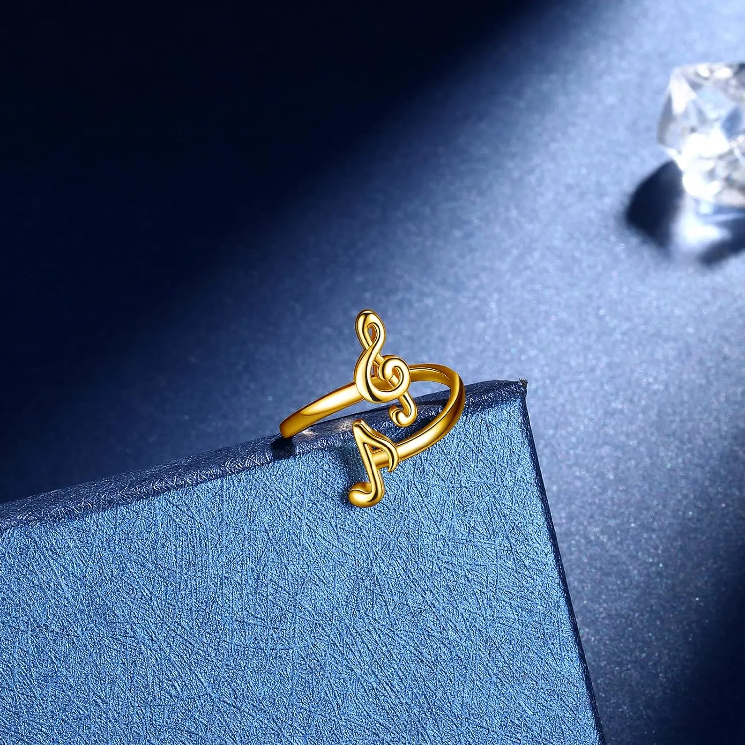 beautlace Musical Note Adjustable Rings Silver/18K Gold/Black Gun Plated Love Heart Treble Clef Music Note Open Ring Jewelry Gifts for Music Lover KR0026