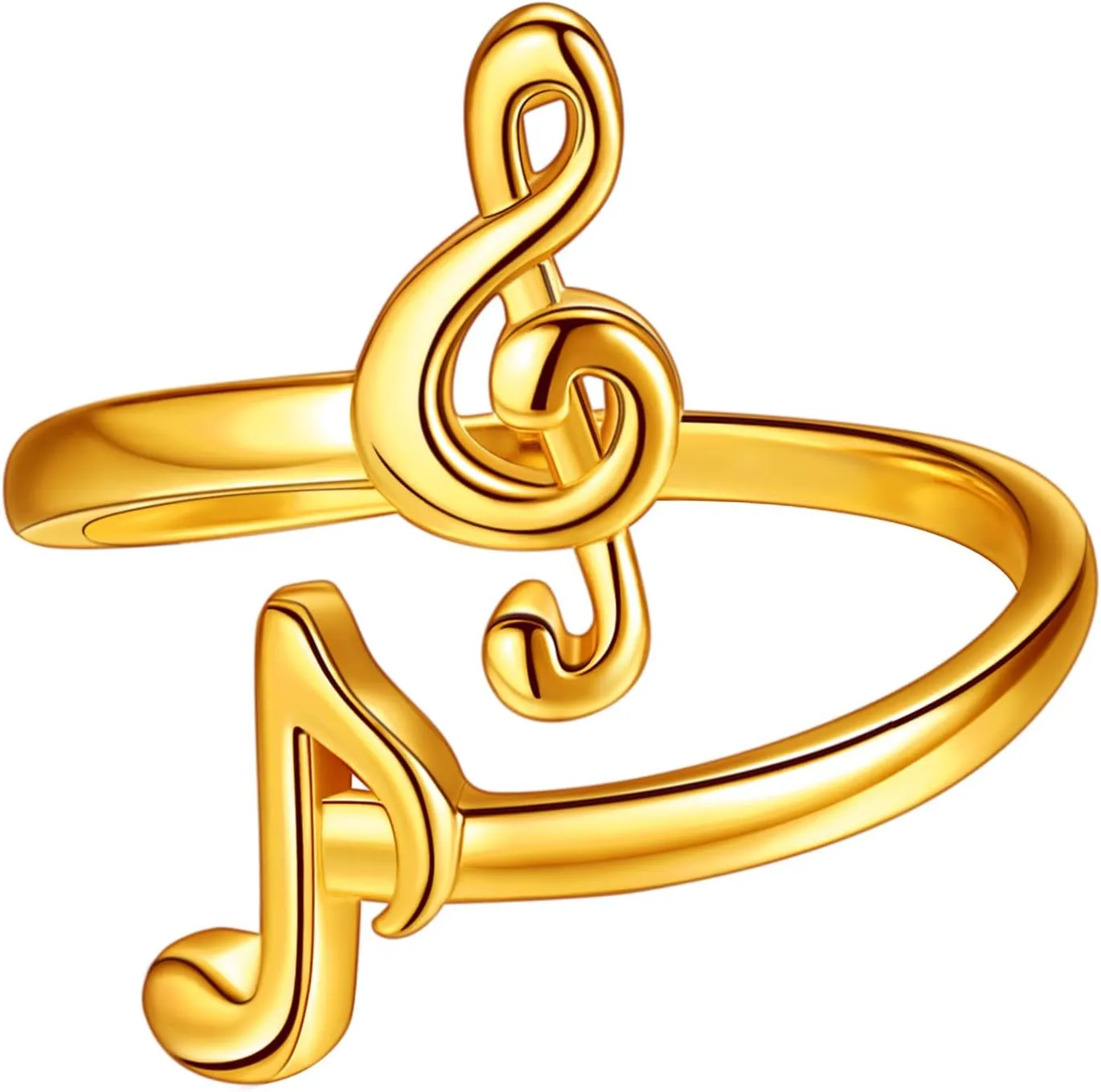 beautlace Musical Note Adjustable Rings Silver/18K Gold/Black Gun Plated Love Heart Treble Clef Music Note Open Ring Jewelry Gifts for Music Lover KR0026