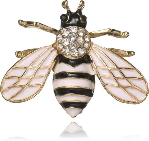 Bee Brooch for Women Cute Bee Brooch Pin Vintage Crystal Insect Pearl Brooch Pin Sparkly Rhinestone Bee Lapel Pin Gold Enamel Animal Brooches for Shirt Collar Pins Hat Scarf Tie Pins Accessories