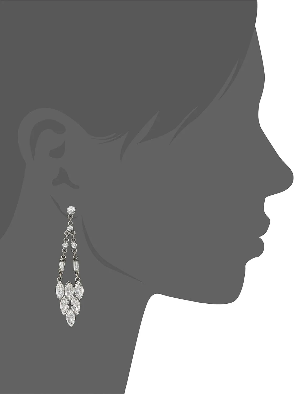 Ben-Amun Jewelry Clear Crystal Drop Earrings
