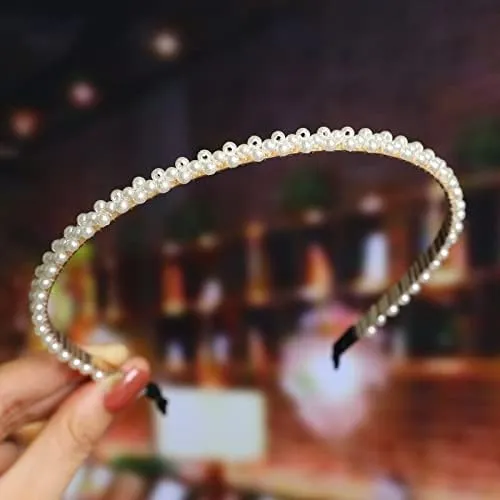 BIEMBI Hair Jewelry Crown Tiaras for Women Imitation Pearl Headband Sweet Headband Hairband Ladies Headband Women's Crown Bridal Hair Accessories (Color : 29)
