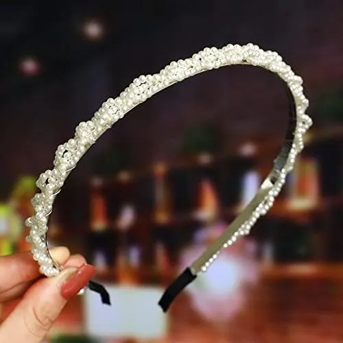BIEMBI Hair Jewelry Crown Tiaras for Women Imitation Pearl Headband Sweet Headband Hairband Ladies Headband Women's Crown Bridal Hair Accessories (Color : 29)