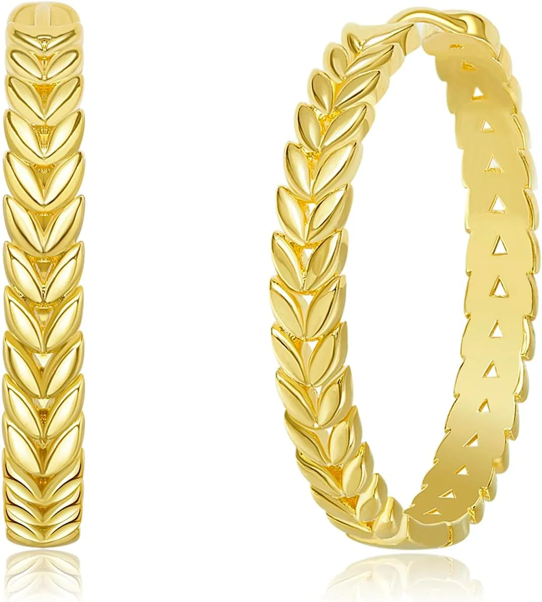 Big Gold Hoop Earrings for Women - KSang Dainty Gold-Plated Copper Hoop Earring for Women | 1.4" Large Trendy Circle Earring Gift