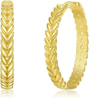 Big Gold Hoop Earrings for Women - KSang Dainty Gold-Plated Copper Hoop Earring for Women | 1.4" Large Trendy Circle Earring Gift