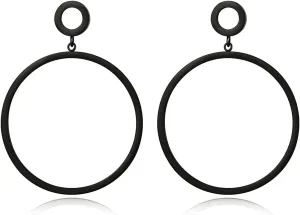 Black Gold Geometric Drop Dangle Earrings for Women Waterdrop Oval Circle Link Stainless Steel Dangle Earrings Trendy Jewelry Gifts for Women