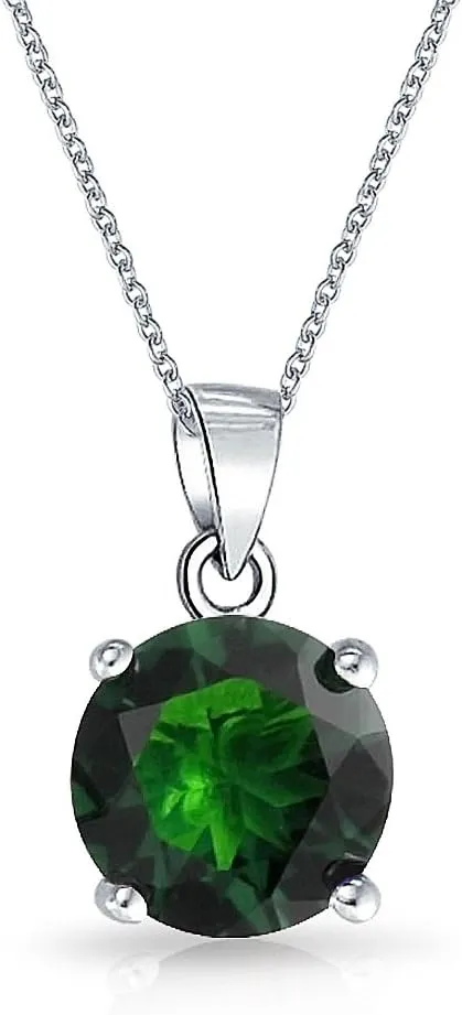 Bling Jewelry 1.5CTW AAA Cubic Zirconia Simulated Colors Birthstone Gemstone Classic Round Brilliant Cut CZ Solitaire Pendant For Women Teen .925 Sterling Silver