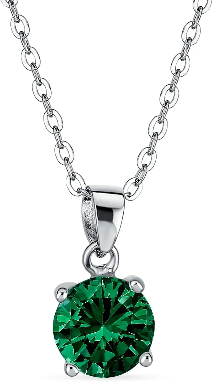 Bling Jewelry 1.5CTW AAA Cubic Zirconia Simulated Colors Birthstone Gemstone Classic Round Brilliant Cut CZ Solitaire Pendant For Women Teen .925 Sterling Silver