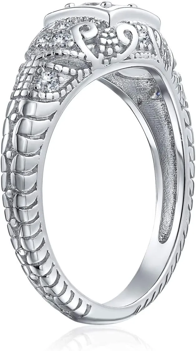 Bling Jewelry AAA CZ Victorian Vintage Art Deco Style Heirloom Milgrain 1CTW Princess Brilliant Solitaire Engagement Ring For Women .925 Sterling Silver