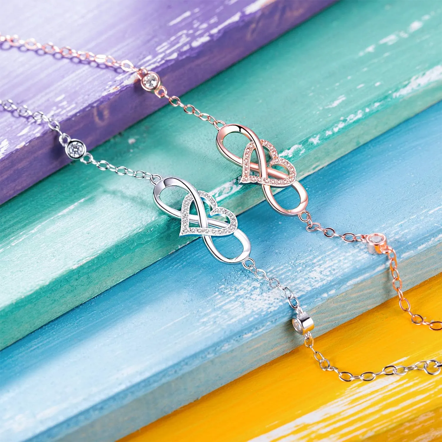 BlingGem Bracelet for Women Sterling Silver Sideways Cross/Infinity Heart Bracelets Dainty Religious Symbol Faith Confirmation Baptism Jewelry Gifts for Women