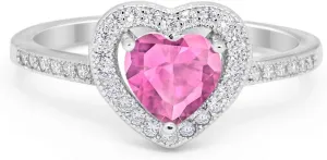 Blue Apple Co. Art Deco Promise Ring Heart Shaped Cubic Zirconia Modern Design Vintage Style Statement Wedding Engagement Rings For Women 925 Sterling Silver Birthday Gifts For Girl