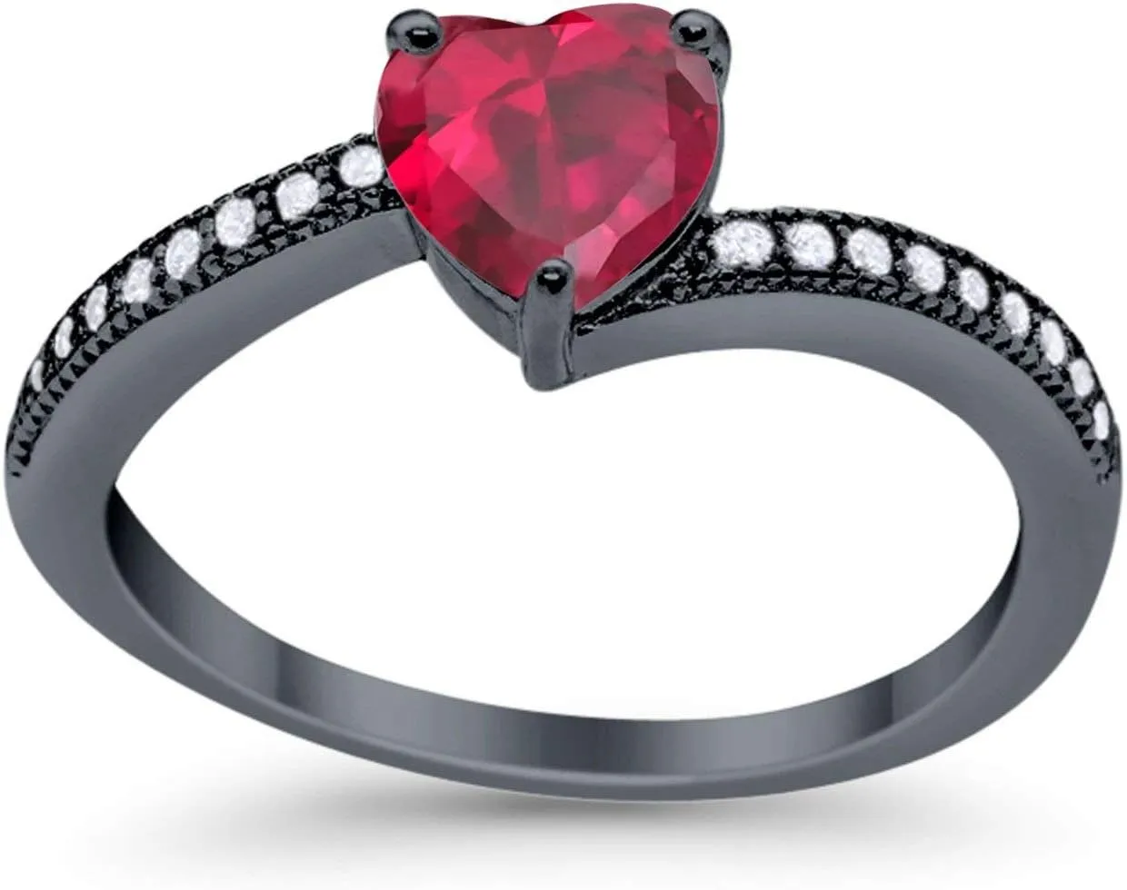 Blue Apple Co. Promise Ring Solitaire Heart Cubic Zirconia Vinatge Style Heart Ring Statement Wedding Engagement Rings For Women 925 Sterling Silver Gifts For Valentine's Day Jewelry