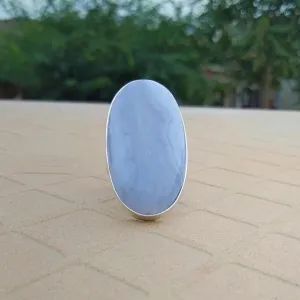 Blue Lace Agate Ring, Statement Ring, Big Gemstone Ring, Vintage Style, Agate Ring, Weding Ring, Handmade Ring, Gift For Her, 925 Sterling Silver Ring, Christmas Day Gift, Unique Jewelry