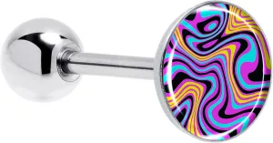 Body Candy 14G Tongue Ring - 316L Surgical Steel Straight Barbell Funky Swirls Tongue Piercing for Women Men