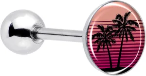 Body Candy 14G Women 316L Stainless Steel Palm Tree Retro Sunset Mens Barbell Tongue Ring Body Piercing Jewelry 5/8?