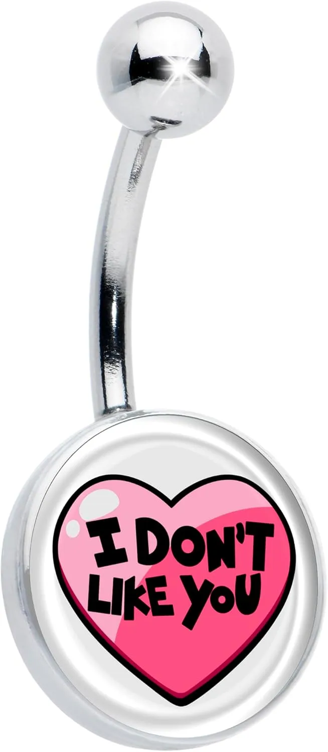 Body Candy I Don't Like You Valentine Heart Belly Ring Hypoallergenic Stainless Steel