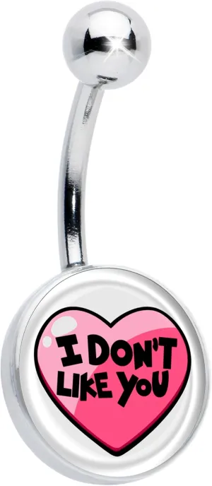 Body Candy I Don't Like You Valentine Heart Belly Ring Hypoallergenic Stainless Steel
