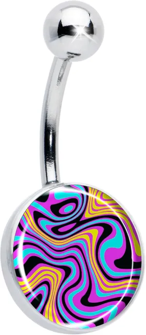 Body Candy Non Dangle Belly Ring - 316L Stainless Steel Navel Ring Piercing Funky Swirls Belly Button Ring for Women Men