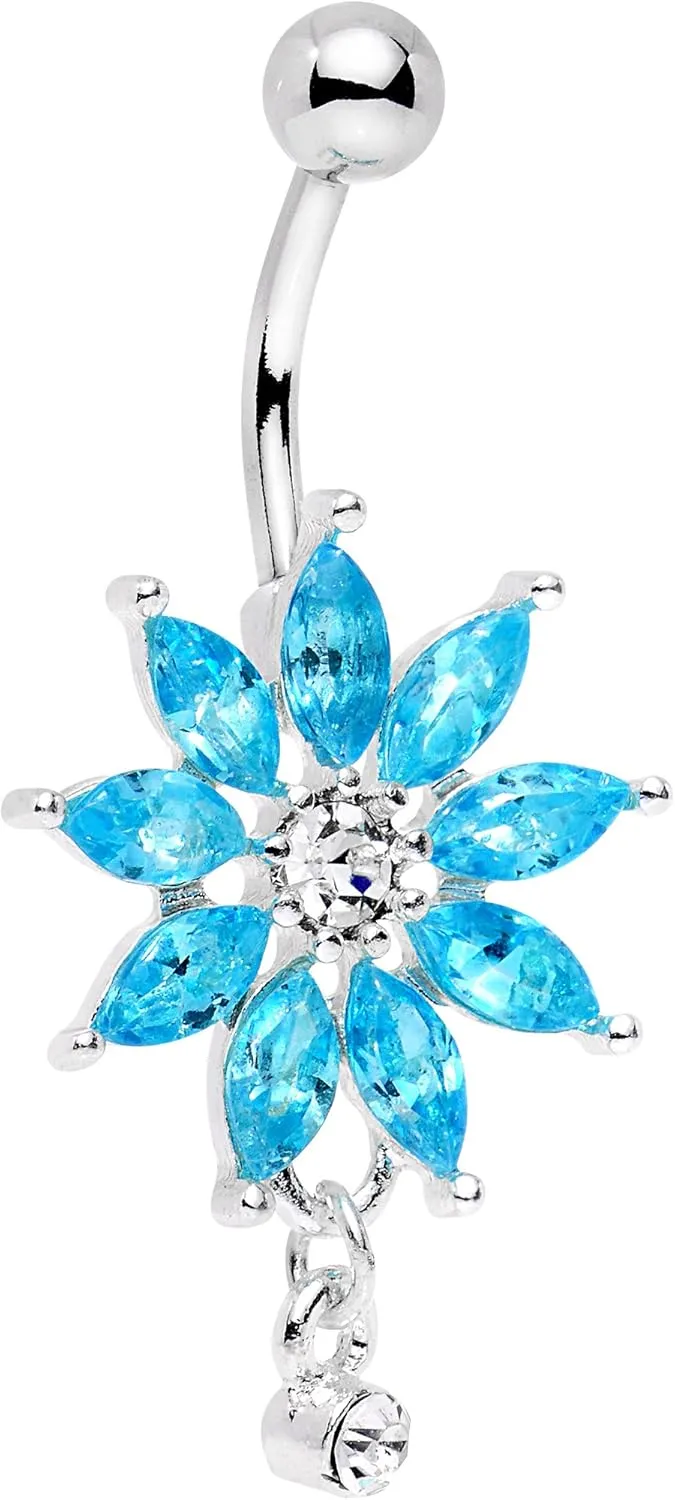 Body Candy Stainless Steel Breathtaking Flower Dangle Belly Ring