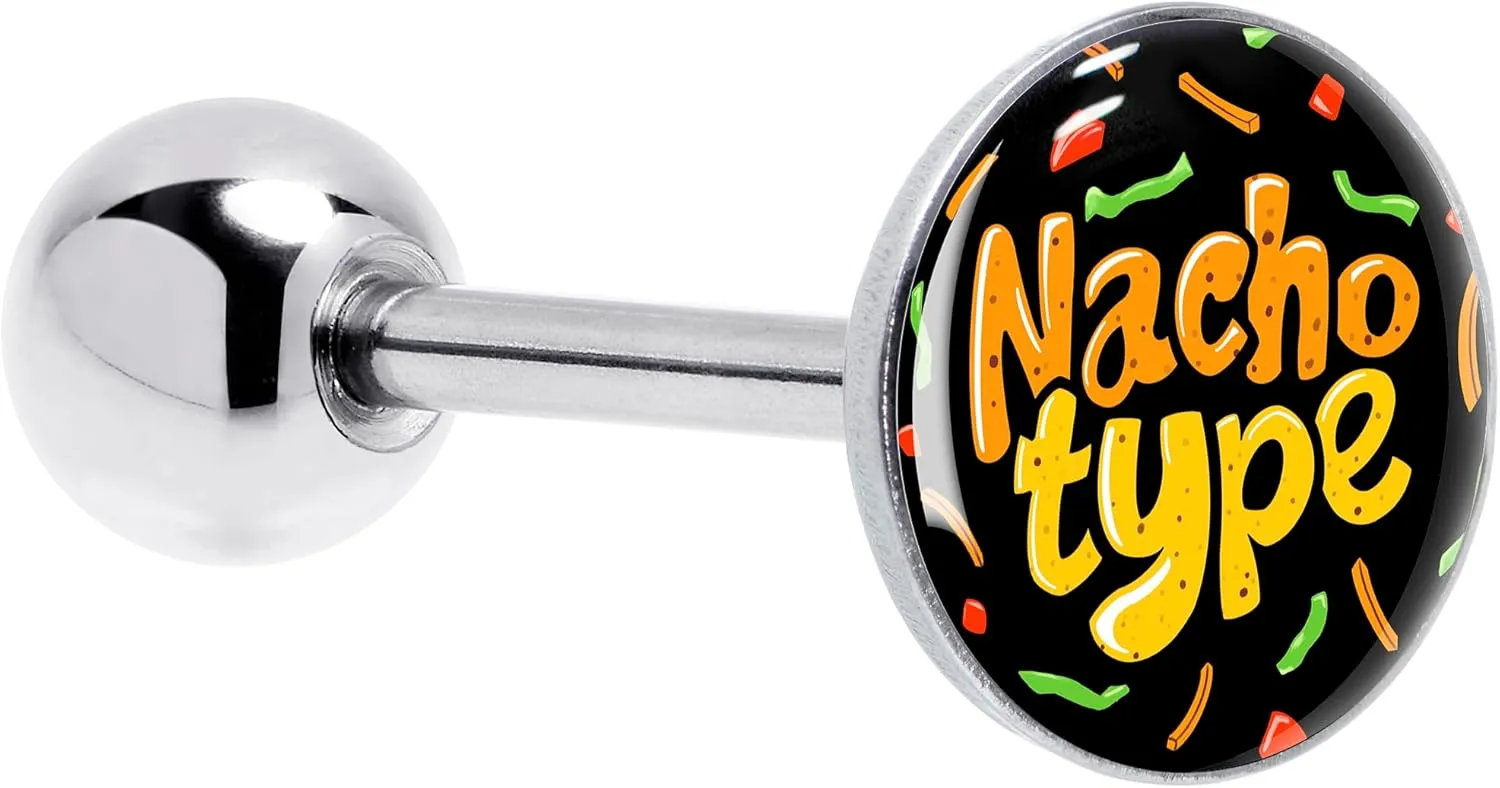 Body Candy Tongue Ring Nacho Type 14G Barbell Tongue Piercing Stainless Steel