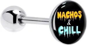 Body Candy Tongue Ring Nachos and Chill 14G Barbell Tongue Piercing Stainless Steel