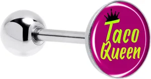 Body Candy Tongue Ring Taco Queen 14G Barbell Tongue Piercing Stainless Steel