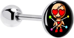 Body Candy Valentine Heart Voodoo Doll Barbell Tongue Ring Hypoallergenic Stainless Steel