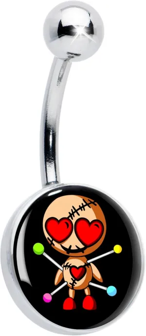 Body Candy Valentine Heart Voodoo Doll Belly Ring Hypoallergenic Stainless Steel