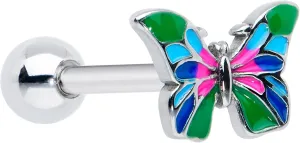 Body Candy Womens 14G Stainless Steel Open Brilliant Butterfly Barbell Tongue Ring Body Piercing Jewelry 5/8