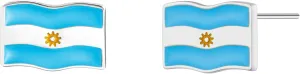 Bolenvi Argentina Flag Country Travel Stud Earrings - Genuine 925 Sterling Silver Back Posts, Earrings with Enamel and Cubic Zirconia Stones, Dainty Studs for Women and Men