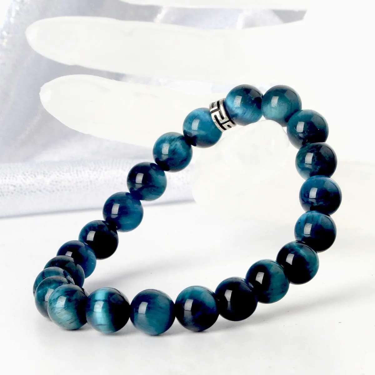 BONNY BOXX Natural Stretch Healing Gemstone Bracelet, 4/6/8mm Semi Precious Stone Bracelet for Men Women, Stress Relief Crystal Jewelry
