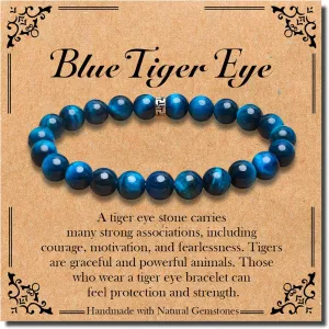 BONNY BOXX Natural Stretch Healing Gemstone Bracelet, 4/6/8mm Semi Precious Stone Bracelet for Men Women, Stress Relief Crystal Jewelry