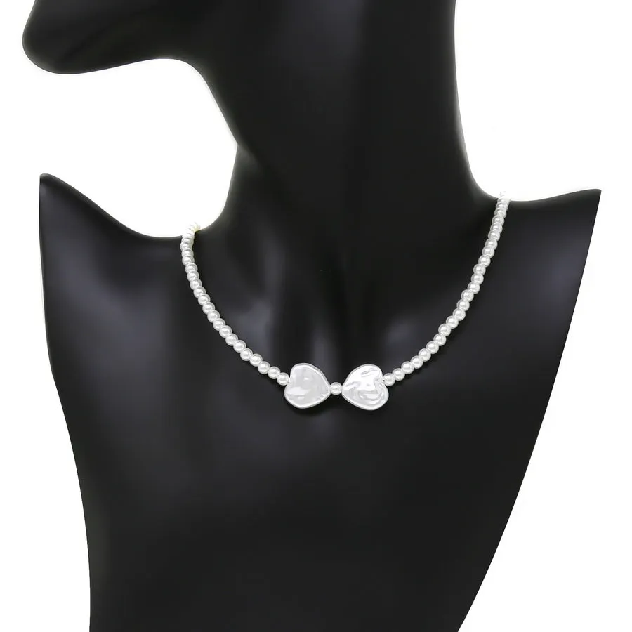 Bow Pendant Pearl Beaded Necklace