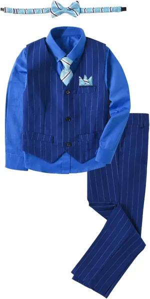 Boy's Suit Pinstripe Formal Dresswear Vest and Pants Set