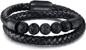 Bracelets Bangle Novelty Men's Braided Leather Rope Cbracelet Rock Gem Cool Wristband Handmade Fashion Vintage Trend Jewelry/B