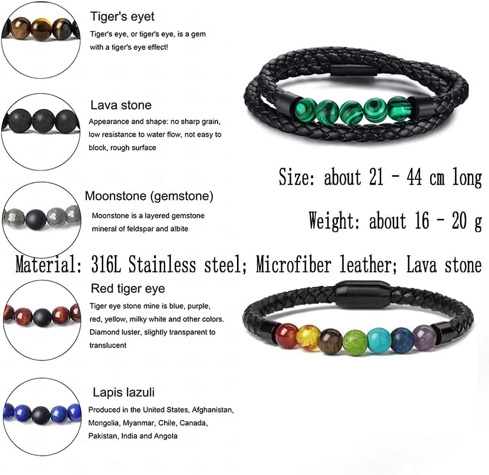 Bracelets Bangle Novelty Men's Braided Leather Rope Cbracelet Rock Gem Cool Wristband Handmade Fashion Vintage Trend Jewelry/B