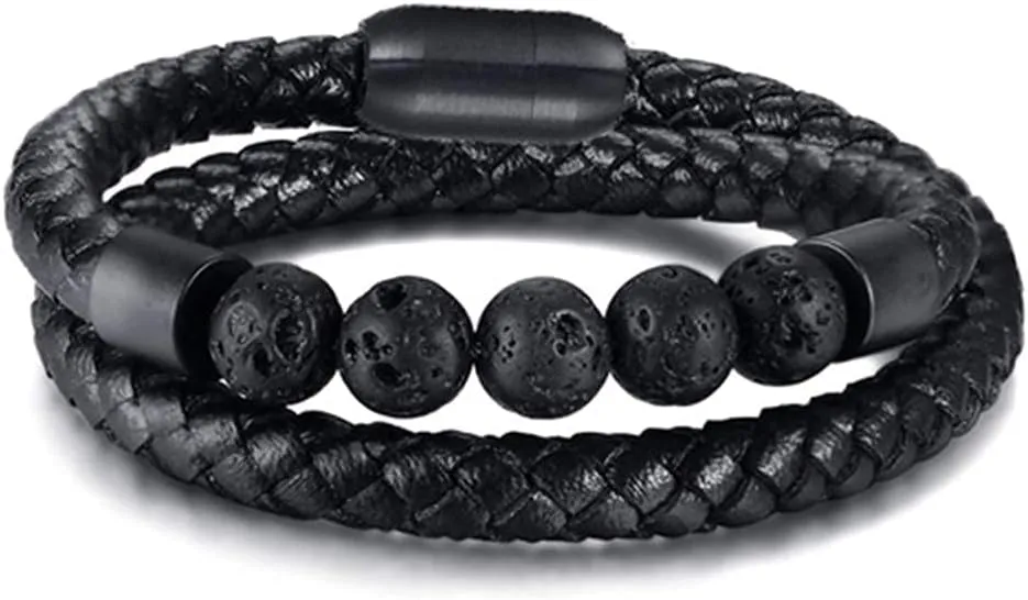 Bracelets Bangle Novelty Men's Braided Leather Rope Cbracelet Rock Gem Cool Wristband Handmade Fashion Vintage Trend Jewelry/B