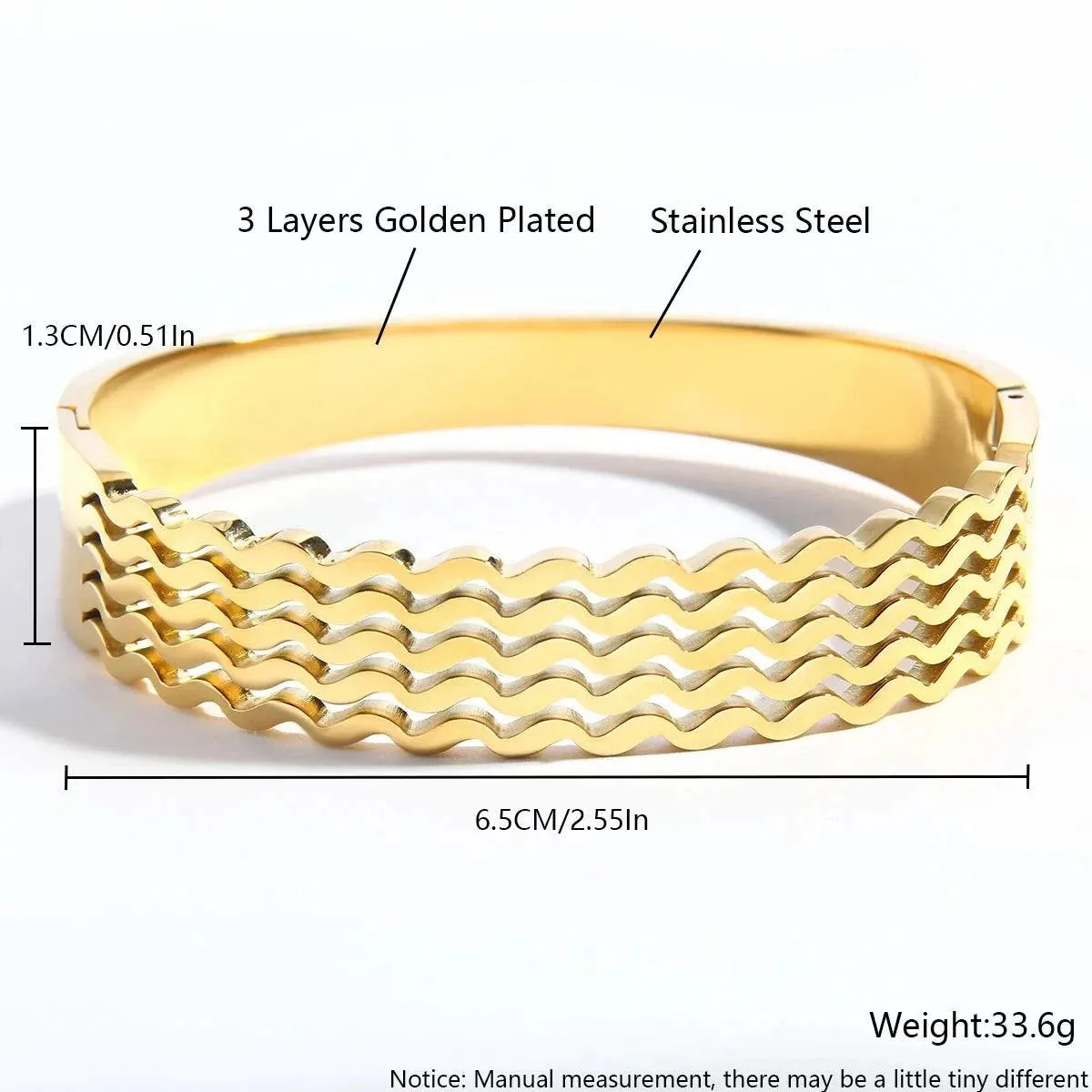 Bracelets Charm Jewelry - Stainless Steel - Wavy Bangles - TSJ21 Design