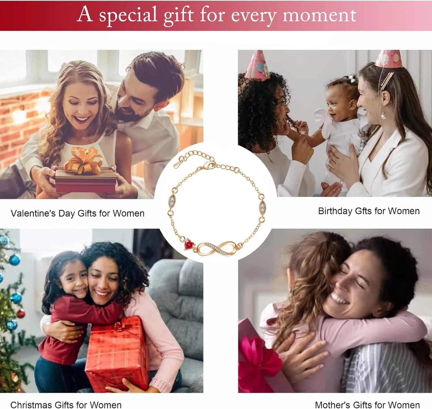 Bracelets for Women Sterling Silver Infinity Heart Bracelet Charms Bracelet Trendy Dainty Gift for Ladies Womens Wife Bride Sister Friend Anniversary Birthday Mothers Day Valentines Gifts for Her