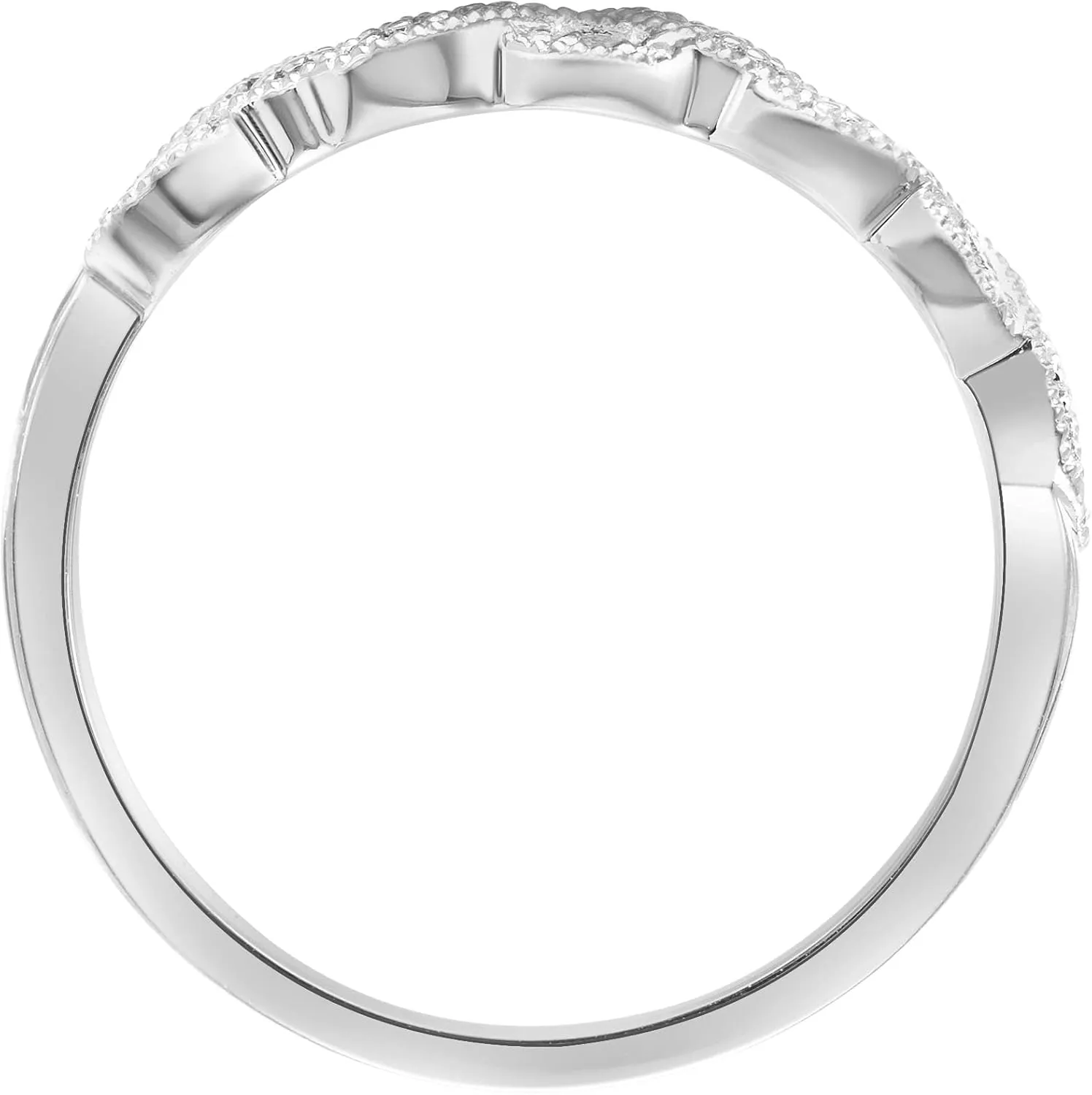 Braided Diamond Anniversary Ring in 925 Sterling Silver or 18k Yellow Gold Vermeil 0.04 Cttw (I-J Color, I3 Clarity), by Brilliant Expressions