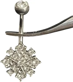Brilliant CZ Gem Paved Starburst 316L Surgical Steel Belly Ring - Pierced Navel - Body Jewelry