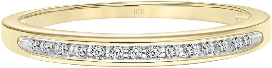 Brilliant Expressions 10K Yellow Gold 1/20 Cttw Conflict Free Diamond Channel-Set Wedding or Anniversary Band (I-J Color, I2-I3 Clarity)