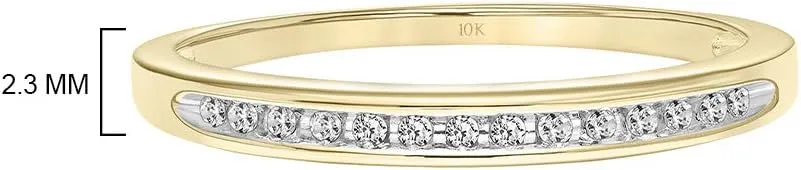 Brilliant Expressions 10K Yellow Gold 1/20 Cttw Conflict Free Diamond Channel-Set Wedding or Anniversary Band (I-J Color, I2-I3 Clarity)