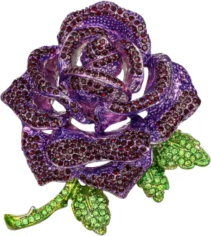 BriLove Women's Austrian Crystal Rhinestones Rose Flower Brooch Pin for Party Prom