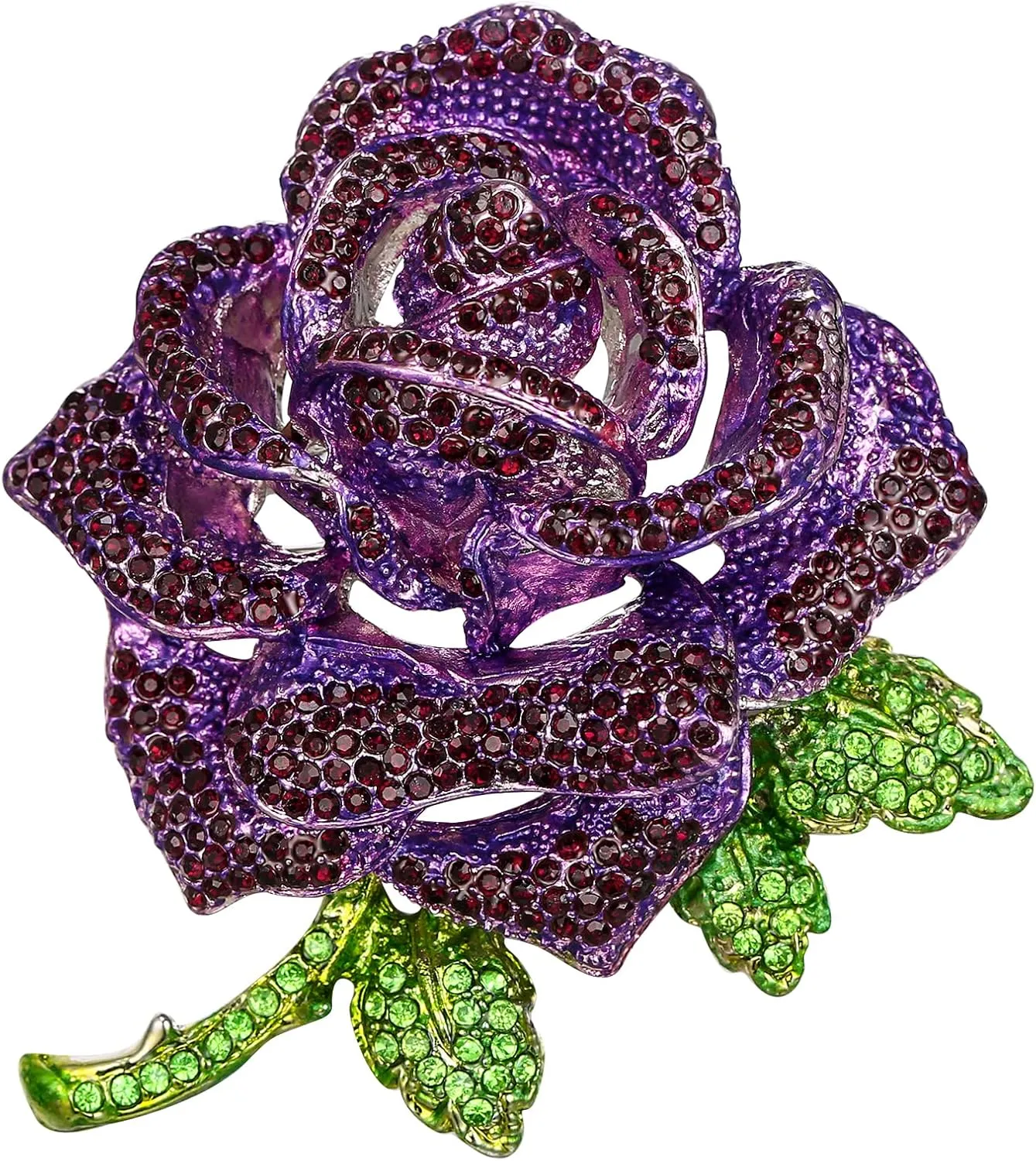 BriLove Women's Austrian Crystal Rhinestones Rose Flower Brooch Pin for Party Prom