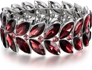 BriLove Women's Wedding Bridal Crystal Marquise Rhinestone Beaded Stretch Bangle Bracelet