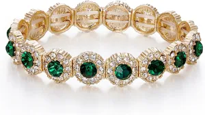 BriLove Women's Wedding Bridal Crystal Rhinestone Beaded Stretch Bangle Bracelet